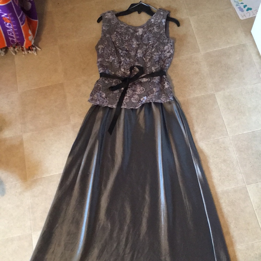 2-Piece Sequin Lace and A-line Satin Skirt Gown